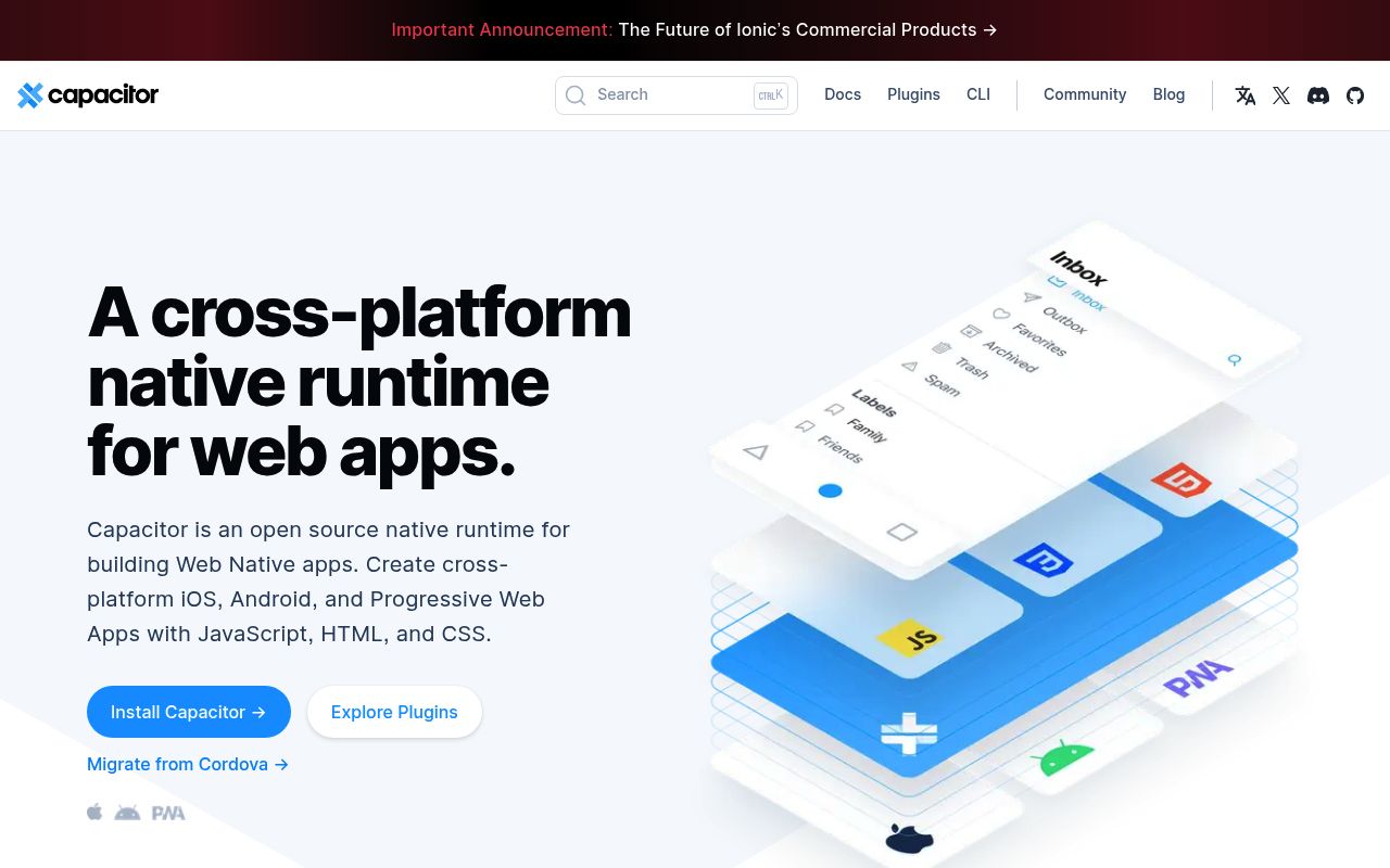 Image of Capacitor: Cross-platform native runtime for web apps