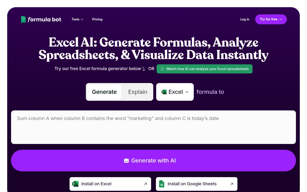 Image of Excel Formula Bot