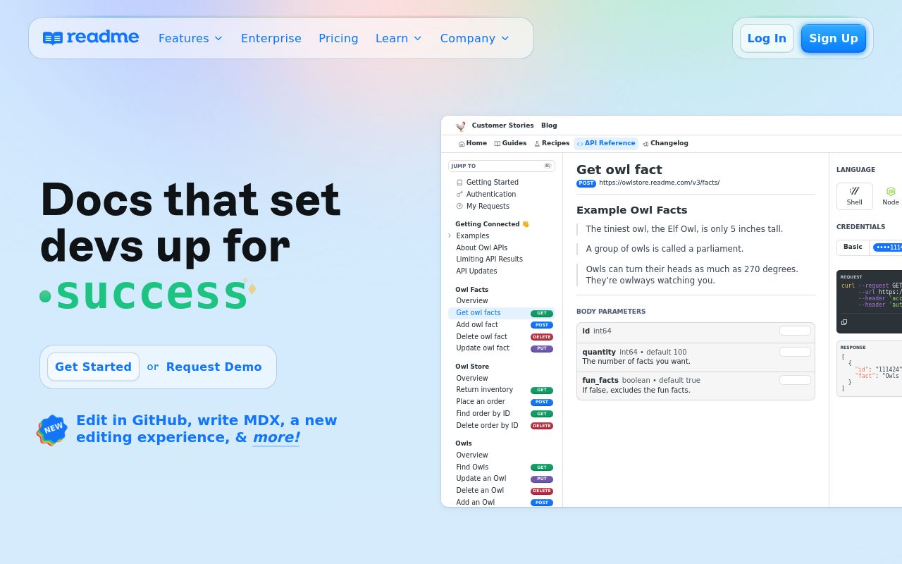 Image of ReadMe - Docs that set devs up for Success