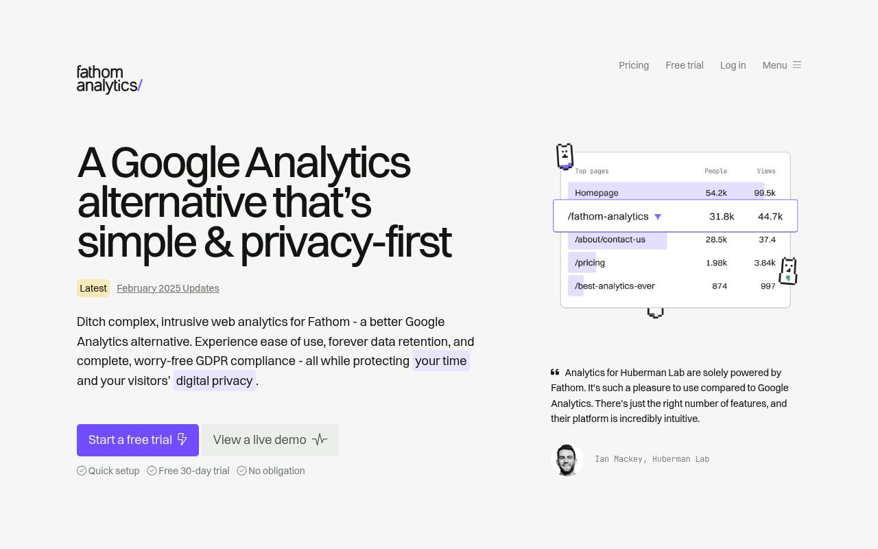Image of Fathom Analytics | Fast, simple and privacy-focused website analytics