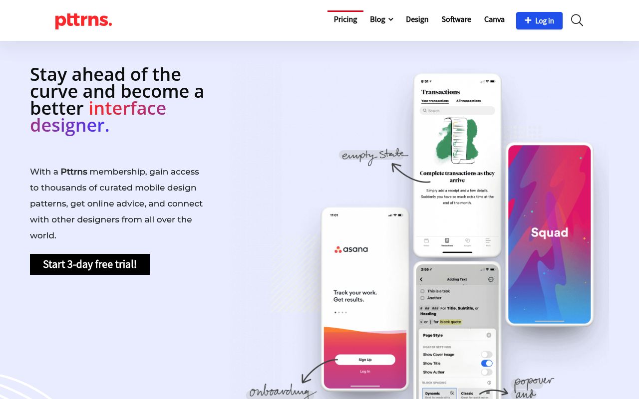 Image of Pttrns | Mobile design patterns, resources and inspiration
