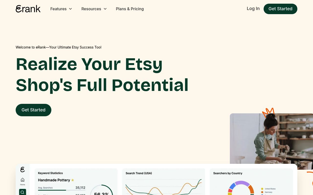 Image of eRank - FREE Etsy SEO, Keyword Research, Top Seller, and Trend Tools